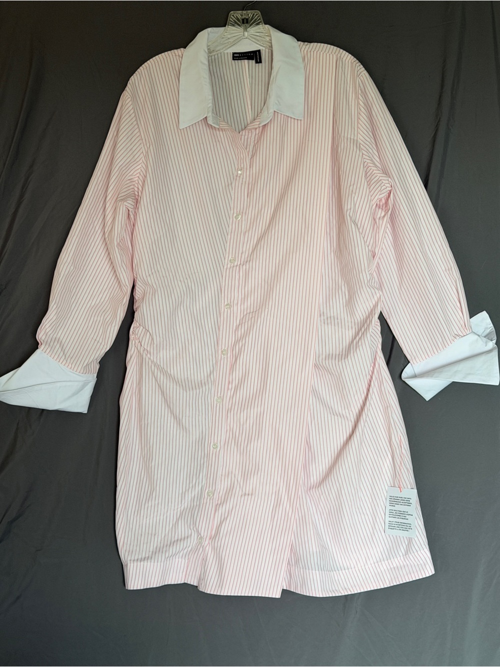 ASOS Pink Stripe Contrast-Collar Shirt Dress